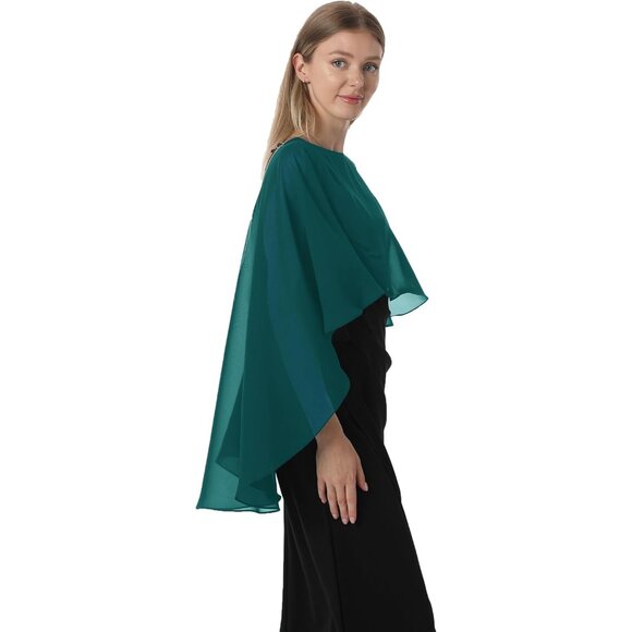 Women's Chiffon Capelet Shawl Wrap Elegant Cover Up for Evening Dress - Picture 4 of 4